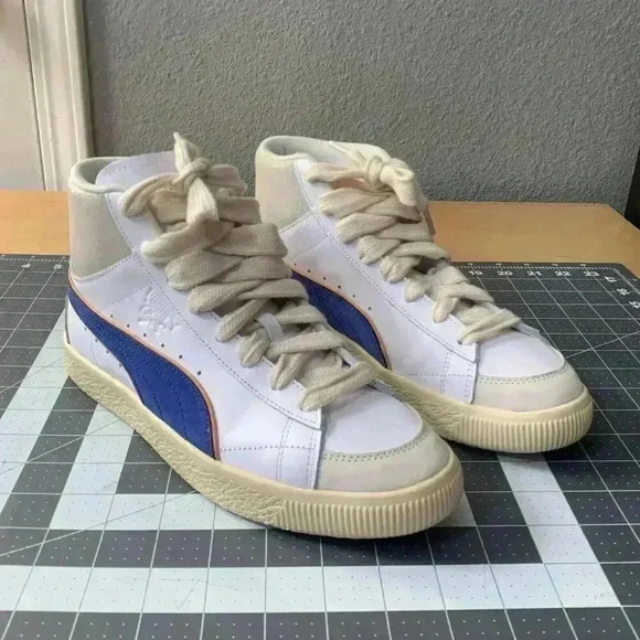 Puma Shoes Mens Size 8 Clyde Mid Bball x Rhuigi White Royal Limited 391335-01 - Picture 1 of 11